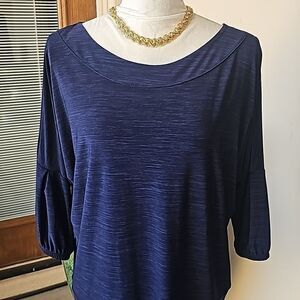 Navy blue dolman sleeve pullover top by Diana Belle size large